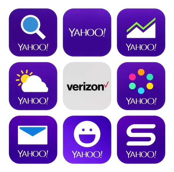 Ícones de comunicações Yahoo e Verizon — Fotografia de Stock