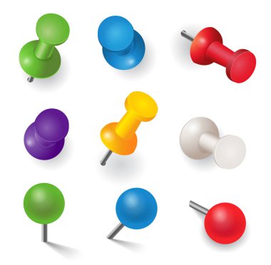 Set of different color pins clipart