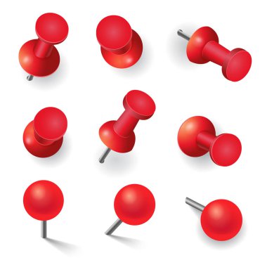 Set of different red pins clipart