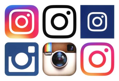 Beyaz arka plan üzerinde Instagram logolar