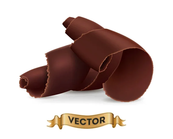 Virutas de chocolate sobre fondo blanco — Vector de stock
