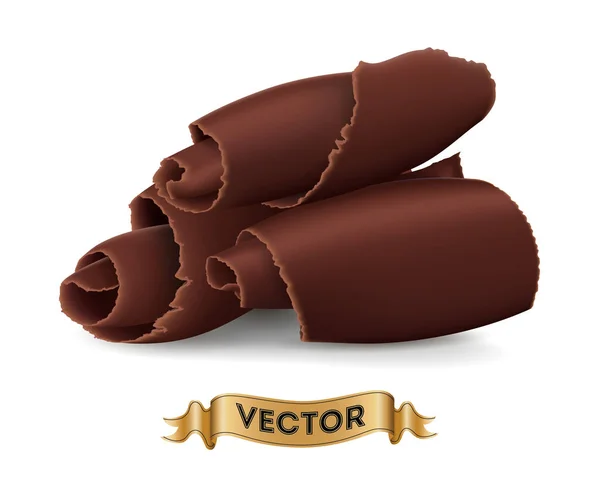 Virutas de chocolate sobre fondo blanco — Vector de stock