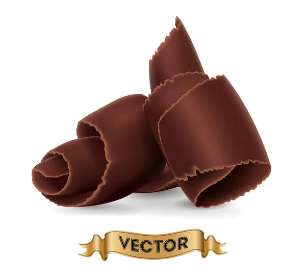Schokoladenspäne auf weißem Hintergrund — Stockvektor