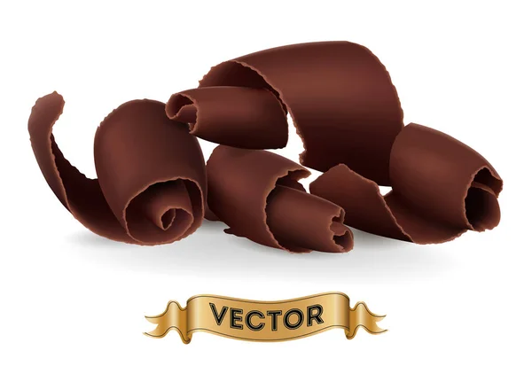 Chocoladeschilfers op witte achtergrond — Stockvector