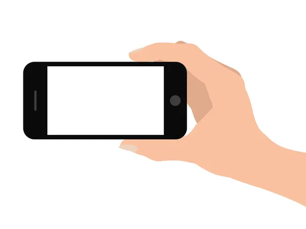 Рука тримає смартфон на білому тлі — стоковий вектор