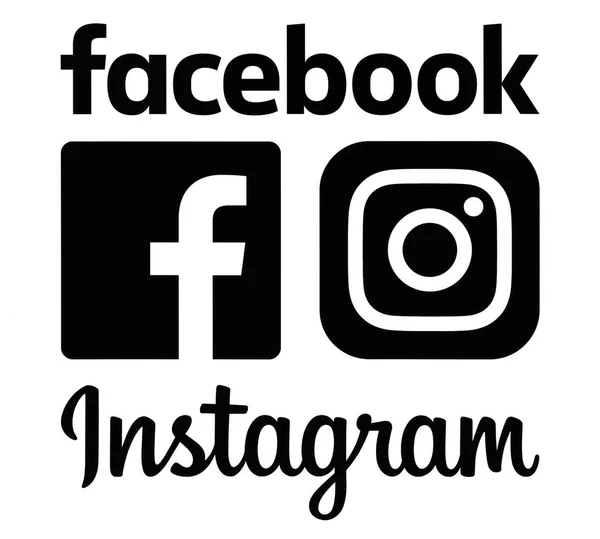 Siyah Instagram ve Facebook logolar — Stok fotoğraf