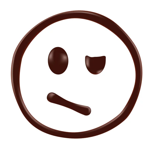 Coklat senyum wajah di latar belakang putih - Stok Vektor