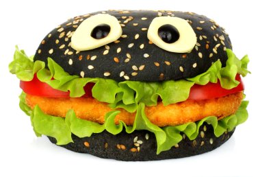 Büyük siyah komik hamburger whith peynir gözleri