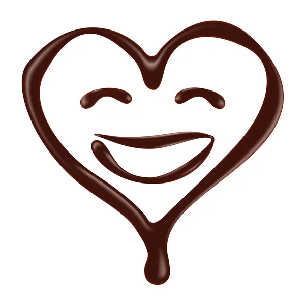 Cara sonriente en forma de corazón de chocolate sobre fondo blanco — Vector de stock