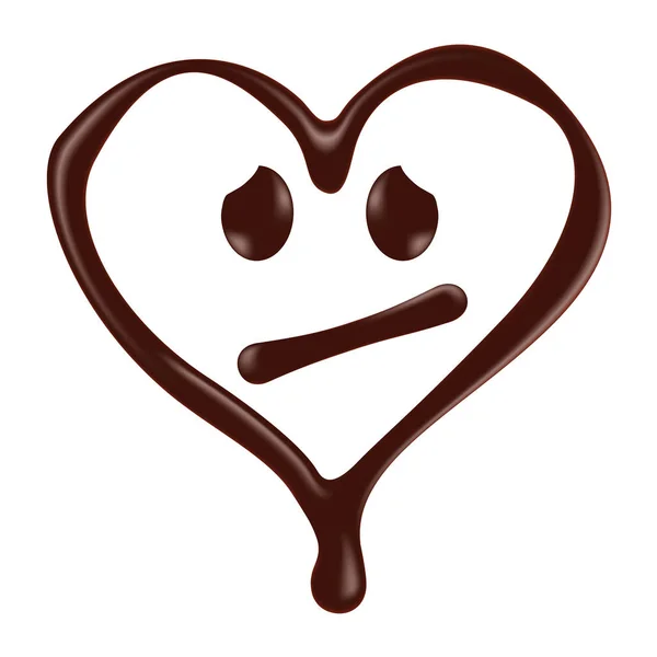 Chocolate coração forma rosto sorridente no fundo branco — Vetor de Stock