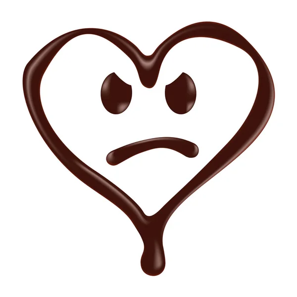 Cara sonriente en forma de corazón de chocolate sobre fondo blanco — Archivo Imágenes Vectoriales