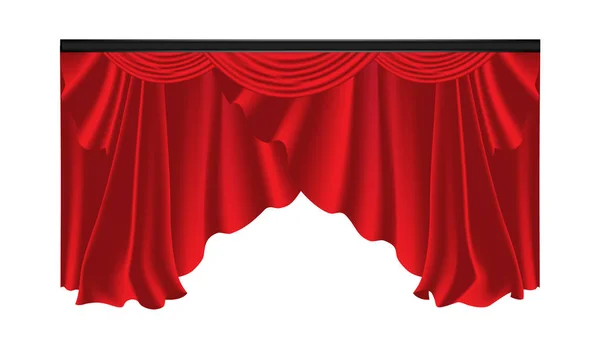 Cortinas y cortinas de lujo rojas sobre fondo blanco — Vector de stock