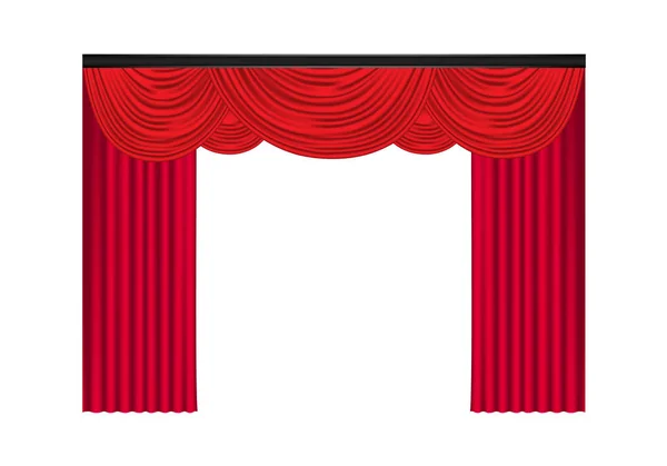 Cortinas y cortinas de lujo rojas sobre fondo blanco — Vector de stock