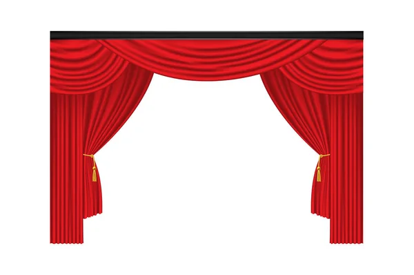 Cortinas de luxo vermelho e cortinas sobre fundo branco —  Vetores de Stock