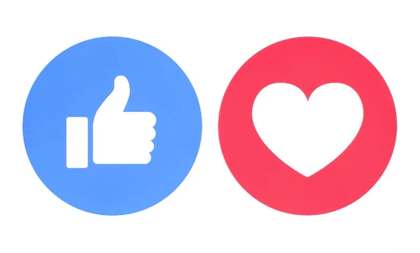 Facebook like and love icons — Stock Photo, Image