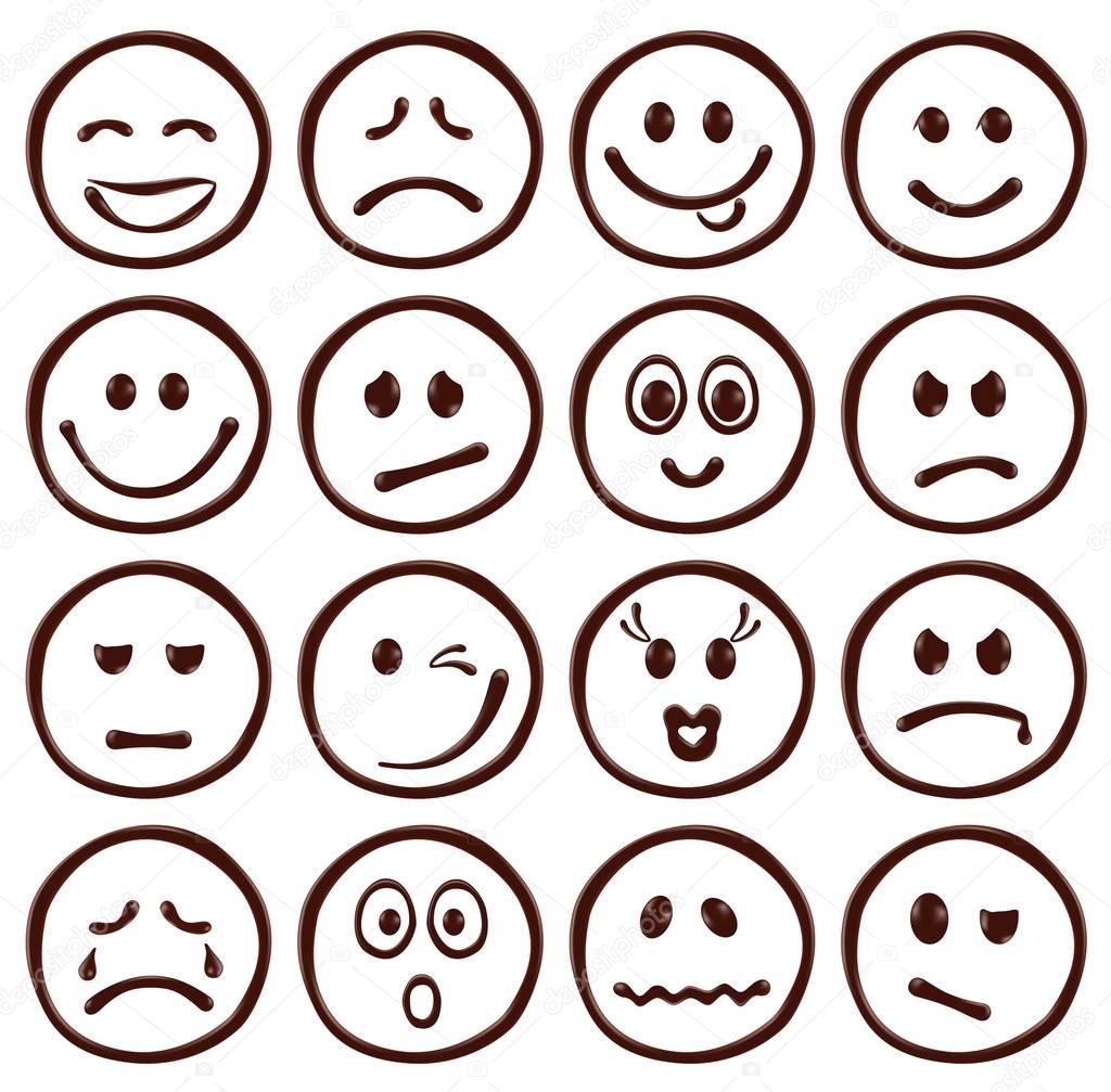 Çikolata gülen yüz, gerçekçi vektör çizim seti — Stok Vektör © rozelt