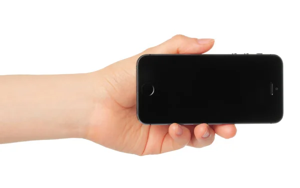 Hand holding smart phone - Apple iPhone — Stock Photo, Image