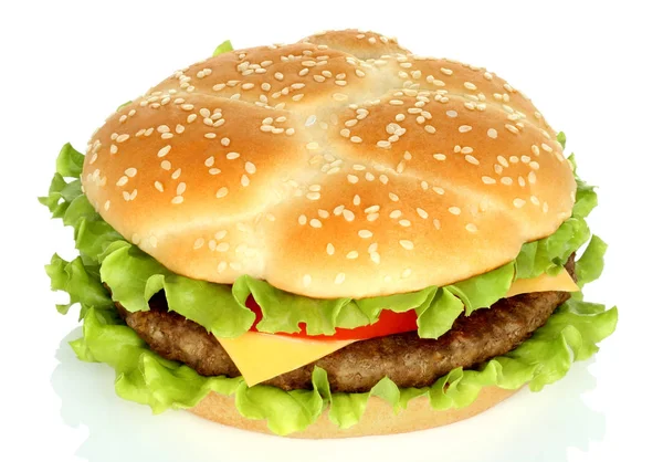 Beyaz zemin üzerinde büyük hamburger — Stok fotoğraf
