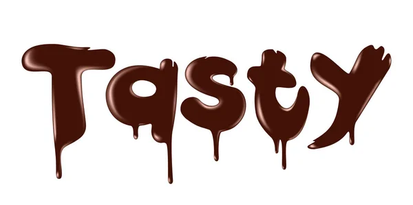 Palabra de chocolate sabrosa, ilustración vectorial realista — Archivo Imágenes Vectoriales
