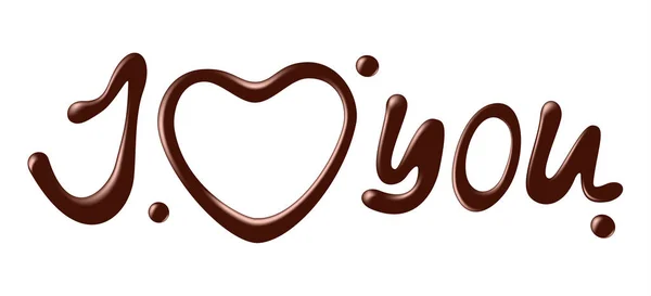 Parole di cioccolato ti amo, illustrazione vettoriale realistica — Vettoriale Stock