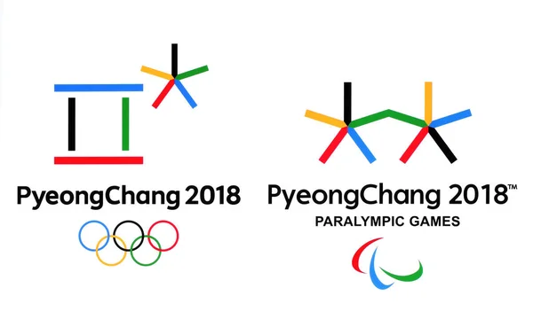 Logotipos oficiales de los Juegos Olímpicos de Invierno 2018 en PyeongChang — Foto de Stock