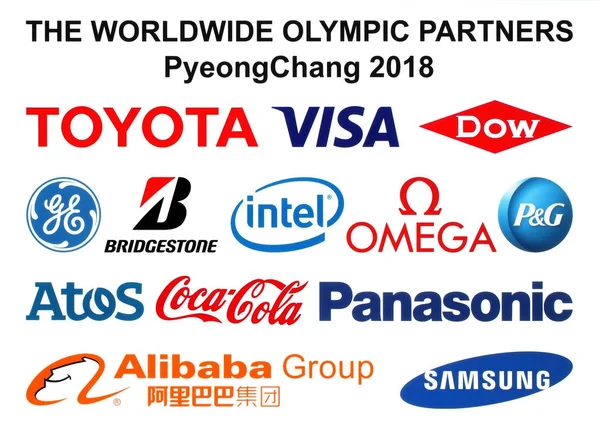 Partners logos de los Juegos Olímpicos de Invierno 2018 — Foto de Stock