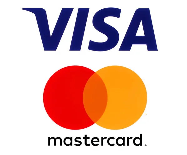 Visa en Mastercard logo 's — Stockfoto