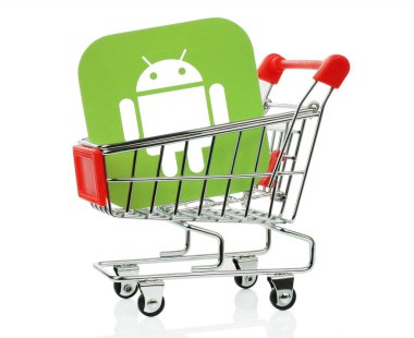 Android simgesi alışveriş sepeti içine yerleştirilen