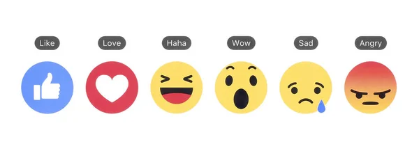 Facebook gilla knapp och inkännande Emoji reaktioner — Stockfoto