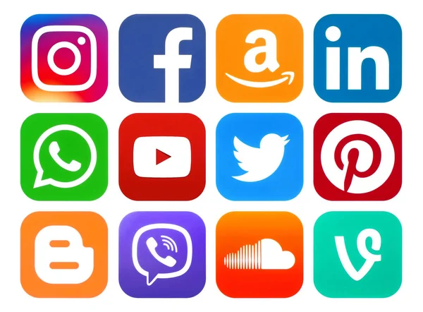 Rounded icons of social media — Stock Photo, Image