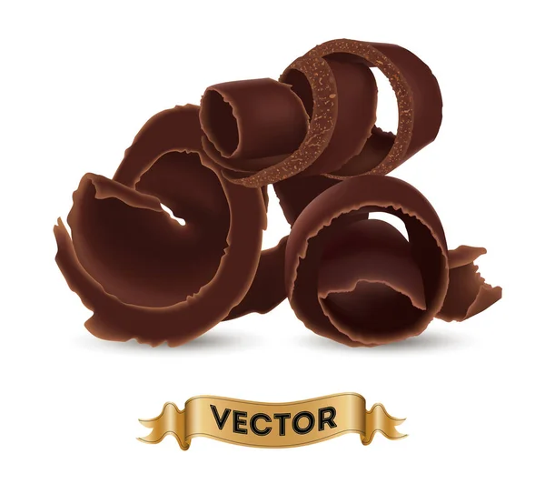 Raspas de chocolate no fundo branco —  Vetores de Stock