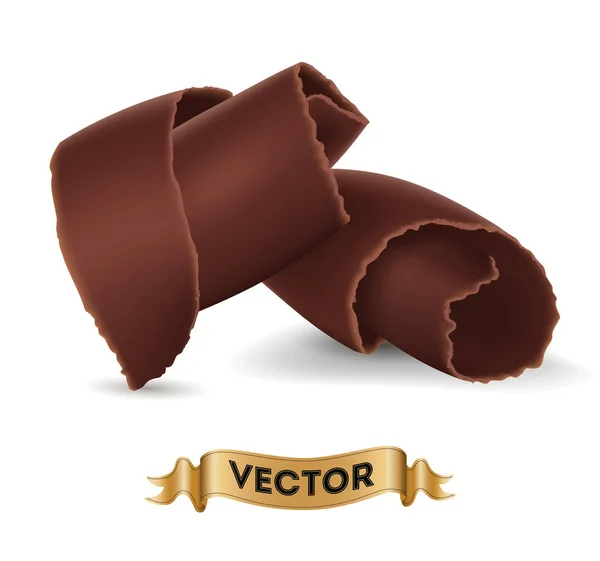 Chocoladeschilfers op witte achtergrond — Stockvector