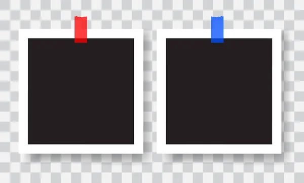 Реалистичные фоторамки с цветными клейкими лентами — стоковый вектор