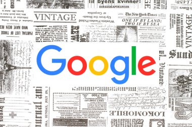 Google logo üzerinde retro gazete arka plan