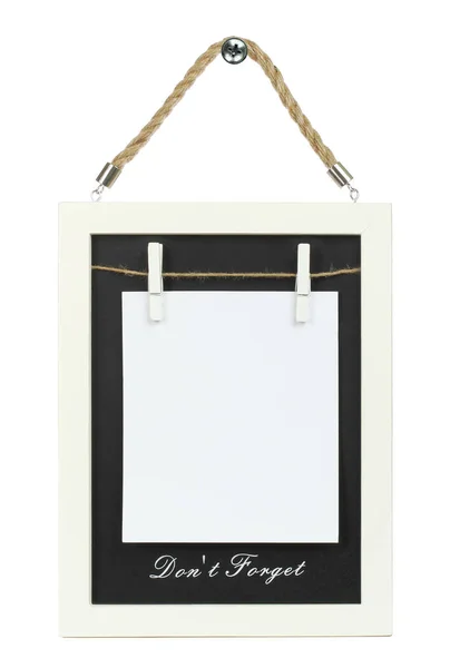 Blank Paper Wooden Blackboard Frame White Background — Stock Photo, Image