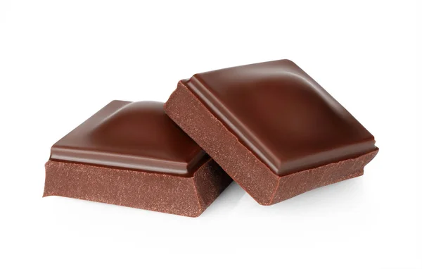 Mörk choklad bitar isolerad på vit bakgrund — Stockfoto