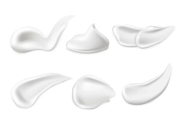 Set di strisci di crema cosmetica su sfondo bianco — Vettoriale Stock