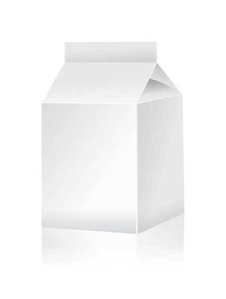 Pacote de papel branco para leite, suco e outros, sobre fundo branco —  Vetores de Stock