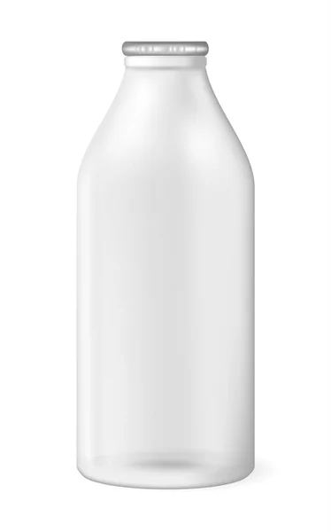 白い背景に牛乳 ジュースや何かのためのボトル 現実的なベクトル図 — ストックベクタ