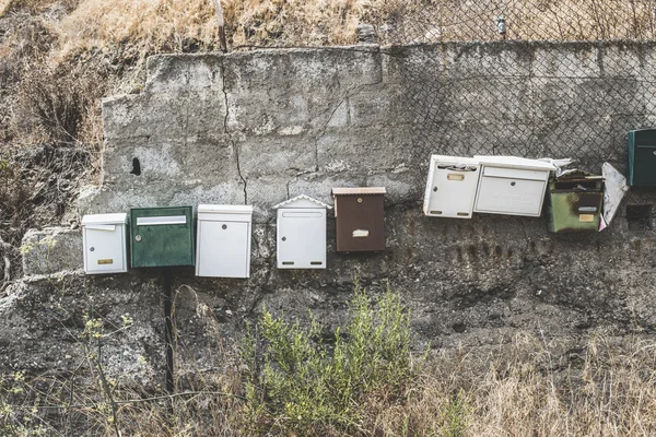 Various mailboxes. Different colors — Stock Photo, Image