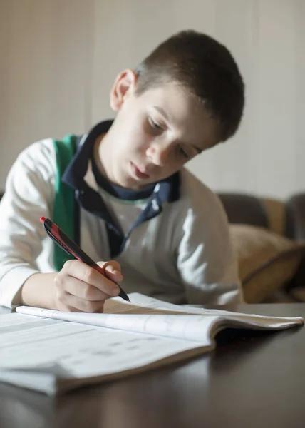 Criança faz seu dever de casa. — Fotografia de Stock