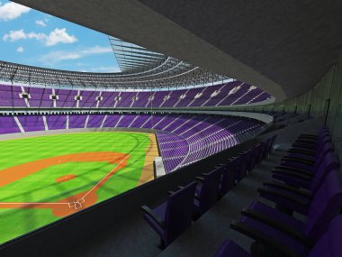 Beyzbol Stadyumu mor koltuklar ve VIP kutuları 3D render