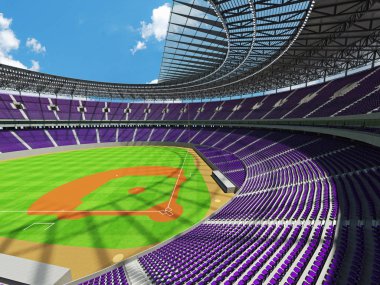 Beyzbol Stadyumu mor koltuklar ve VIP kutuları 3D render