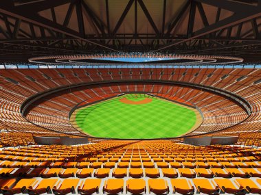 3D render turuncu koltuklar ve VIP kutuları Beyzbol Stadyumu