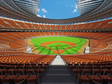 3D render turuncu koltuklar ve VIP kutuları Beyzbol Stadyumu