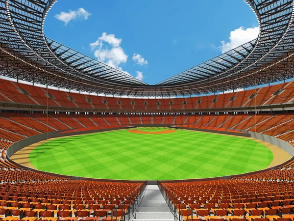 3D render turuncu koltuklar ve VIP kutuları Beyzbol Stadyumu
