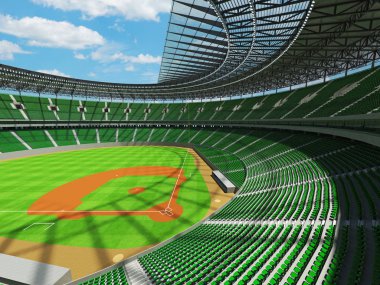 Beyzbol Stadyumu yeşil koltuklar ve VIP kutuları 3D render