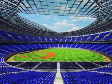 3D render mavi koltuklar ve VIP kutuları Beyzbol Stadyumu