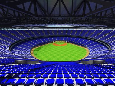 3D render mavi koltuklar ve VIP kutuları Beyzbol Stadyumu