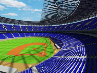 3D render mavi koltuklar ve VIP kutuları Beyzbol Stadyumu